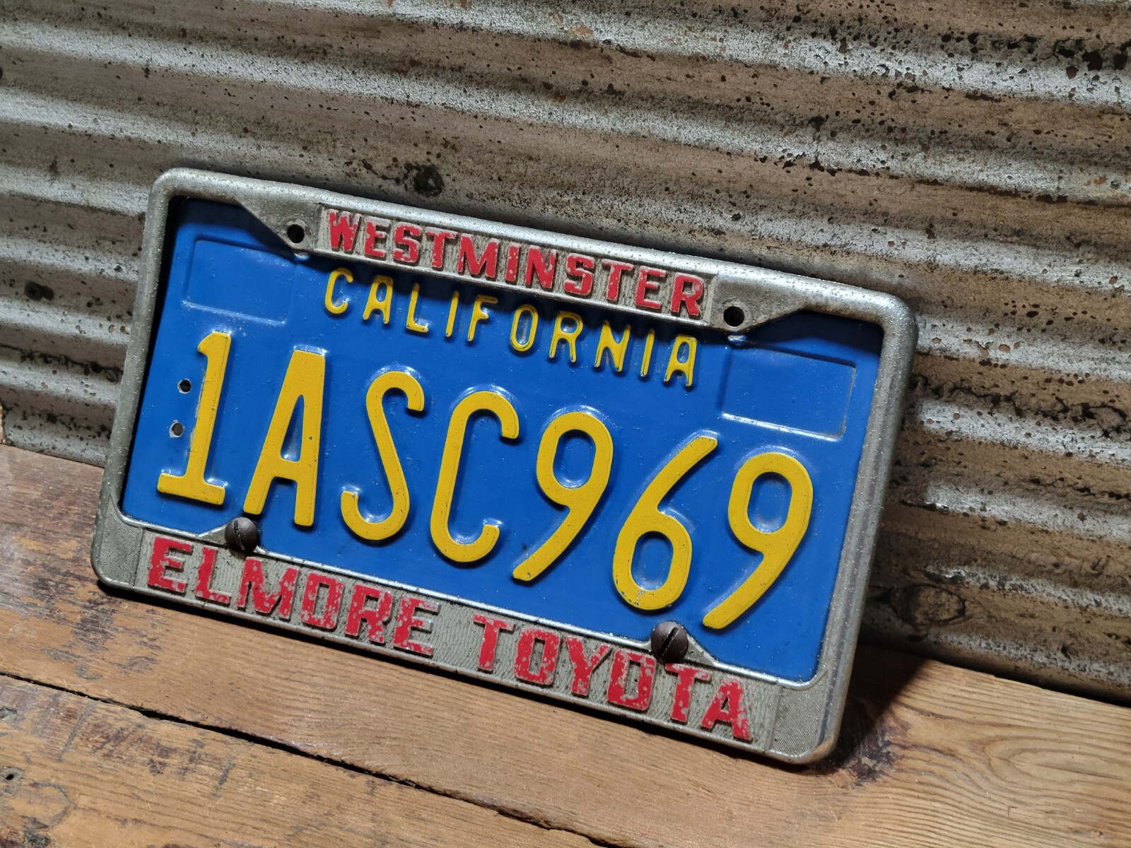 Vintage 60s Westminster Elmore Toyota Metal License Plate Frame