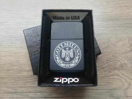 RARE 2012 BLACK MATTE ZIPPO LIGHTER MILITARY WW2 WWII WEHRMACHT GOTT MIT UNS