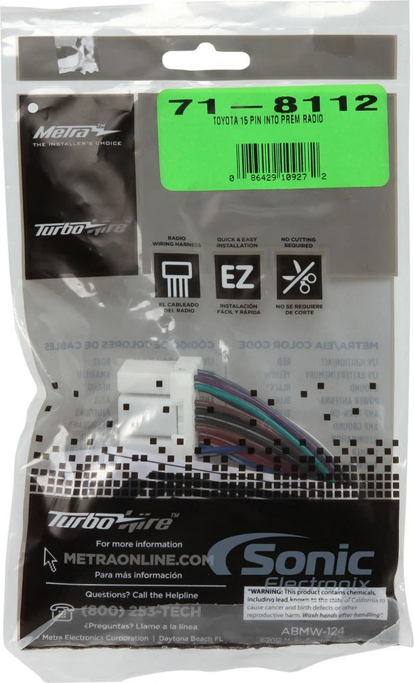 Arnés de radio inverso de fábrica Metra 71-8112 15 pines para Toyota/Lexus 92-99 selecto Foto 4 de 4