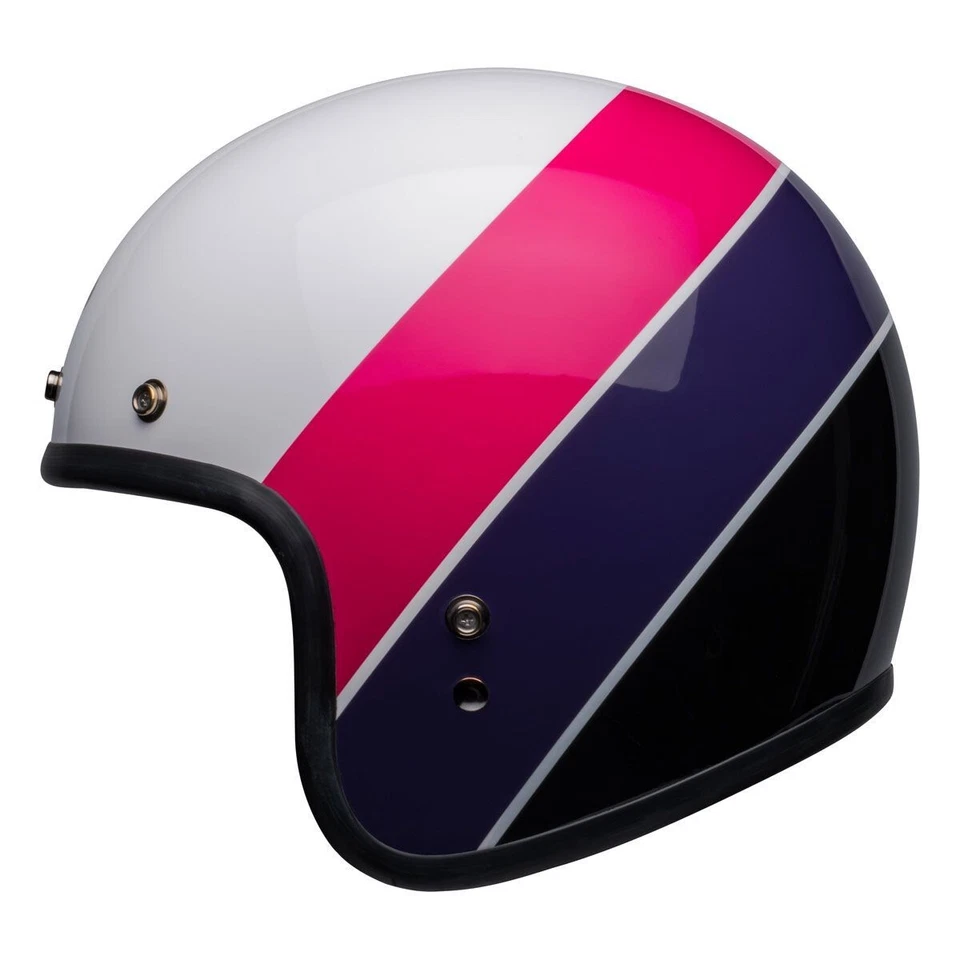 Casque Jet Moto Vintage Bell Custom 500 Riff Rose/Violet Noir - Photo 2/4