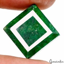 Certified 27 Cts Natural Brazilian Top Green Emerald Square Cut Gem For Pendant