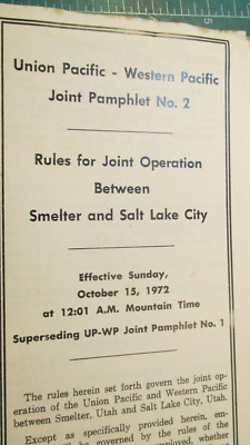 union pacific-western pacific rules for joint operation between smelter and salt