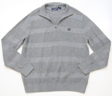 Medium Ralph Lauren Gray Cotton Sweater Collared Mans Long Sleeve Polo Top GG24