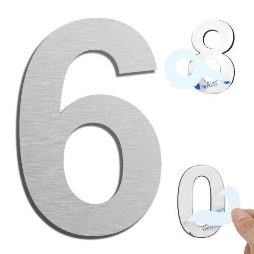 Self-adhesive House Numbers - 6 Inch Stainless Steel Door Numbers for Outside...