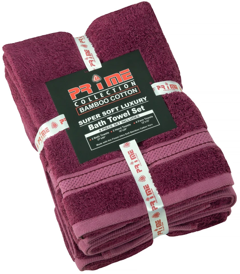 Bamboo Cotton Bathroom Towels Set 8 Piece Towels for Bathroom 600 GSM Bath Towel - Image 2 of 4