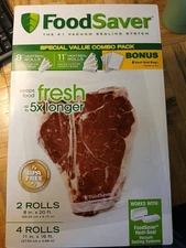 FoodSaver Vacuum Variety Pack: 2 Rolls 8"x20’ 4 Rolls 11"x16', 6 Gallon Bags