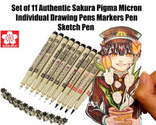 11Pcs Black Sakura Pigma Micron Pen Waterproof Hand-Drawn Design Sketch Needle