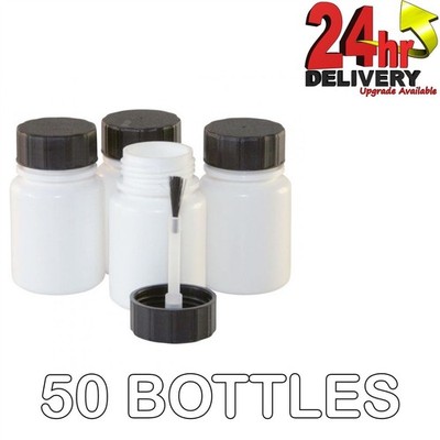 Ausbesserungslackflaschen mit Pinsel im Deckel & Rührwerkskugel - 50er Pack 30ml pro Flasche