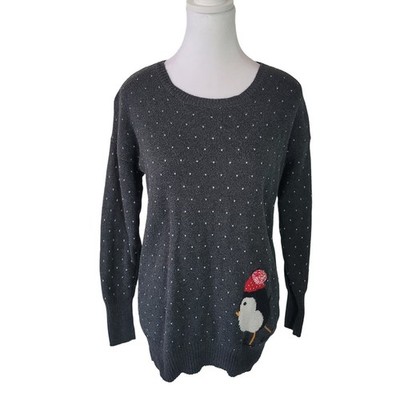 Wearing Your Heart On Your Sleeve	Size	M Grey Heart Polka Dot Penguin Sweater