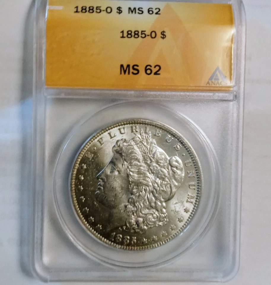 1885-O  Morgan Silver Dollar ANACS Graded MS 62 Condition . - Image 3 of 4