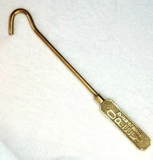 Brass Fireplace Damper Pull Handle Rod Flue Hook – Open / Closed Embossed Handle