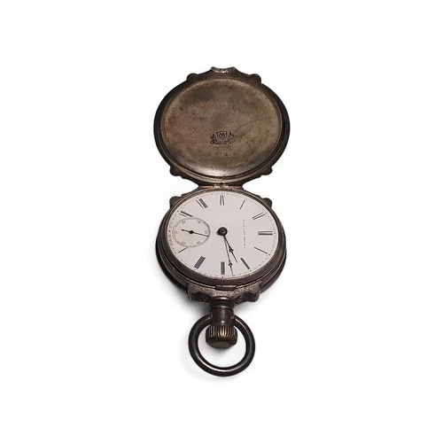 Elgin National Co Coin Silver Large HH Taylor Ornate Case Antique Pocket Watch