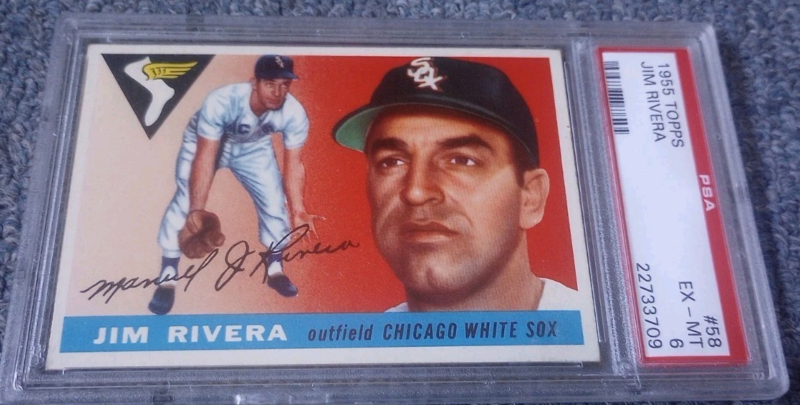 1955 Topps Baseball Card #58 Jim Rivera Graded PSA 6 Vintage White Sox