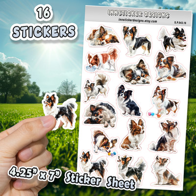 Papillon Dog Stickers for Journals, Scrapbooks, Planners, Glossy, Matte