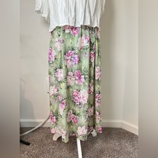 Jaclyn Smith Vintage 90s Floral Maxi Skirt Pink Green Soft Girl Cottagecore
