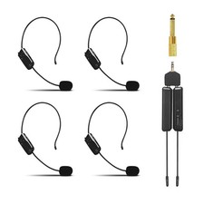Wireless Microphone System for 4 People,2.4G Wireless Headset Mics and Handhe...