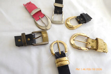 VINTAGE LOT of 6 SILVER, GOLD, AND BRONZE CLIP BELT BUCKLES