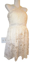 Francescas Women’s Cream Lace Halter Neck A‑Line Dress Size M W004