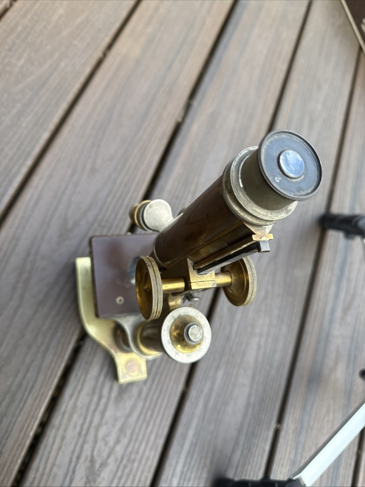 Antique 19th Antique Bausch & Lomb Brass Compound Microscope Serial 25885 