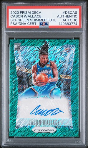 2023 PANINI PRIZM DECA SIGNATURES CASON WALLACE 23/25 PSA AUTHENTIC AUTO 10