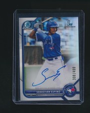 SEBASTIAN ESPINO 2022 BOWMAN CHROME 1ST REFRACTOR RC AUTO 308/499 #CPA-SE