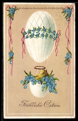 Postcard Balloon in the Shape of an Ice Cream with Chick in Balloon Basket 