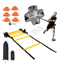 Football Training Equipment Set, 20ft adjustable agility ladder, 6 Disc Cones,
