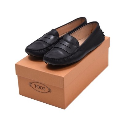 TOD'S Schuhe Mocassins Driving Shoes Gr 37 Schwarz Black Leder Made in Italy Cla