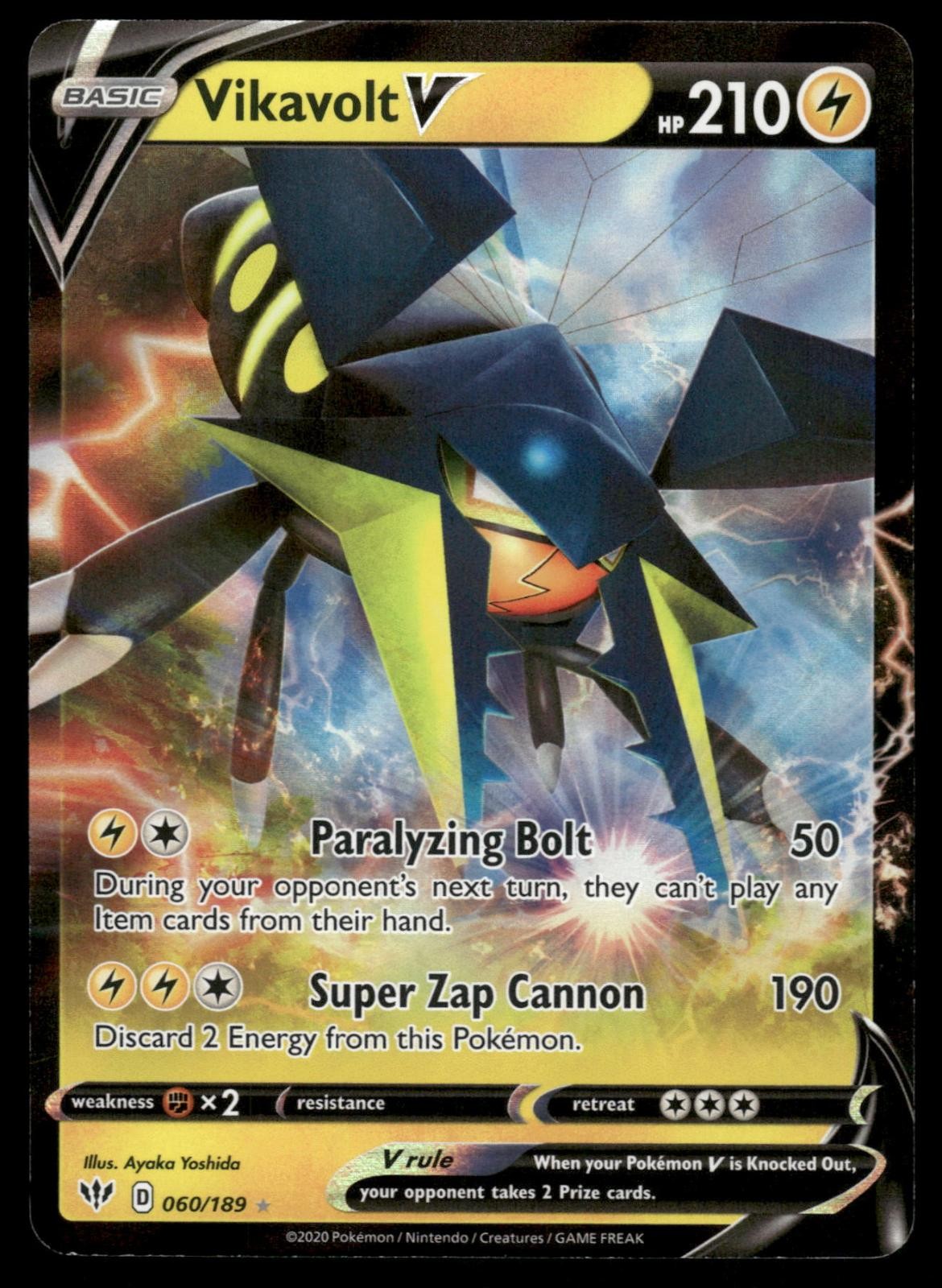 Vikavolt V 060/189 Holo V Rare Darkness Ablaze Pokemon Near Mint