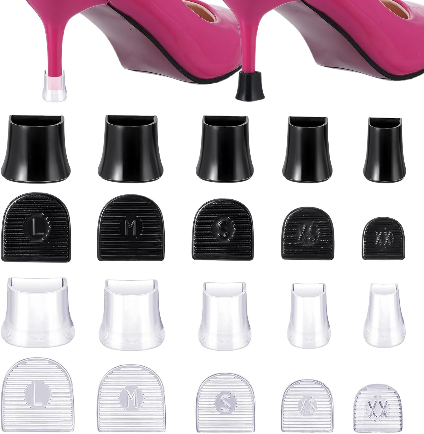 Heel Cap Protectors 10 Pairs U Shape Anti-Slip Noise Reducing Stiletto Pumps