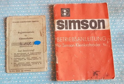 Simson S 50  1975  Registrierschein   orig. DDR Papier , Betriebsanleitung 1979