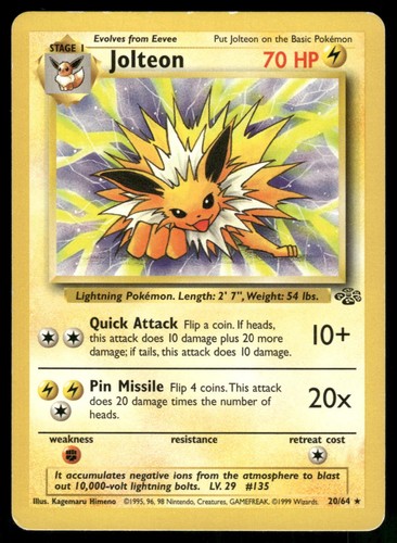 Jolteon 20/64 Rare Jungle Pokemon Unlimited Lightly Played