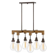 Hinkley Lighting Denton 6 Light Linear Chandelier, Industrial Iron - 3268IN