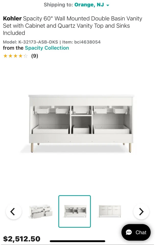 Kohler Spacity mármol superior y fregadero 60" montaje en pared, ver descripción abajo  Foto 4 de 4