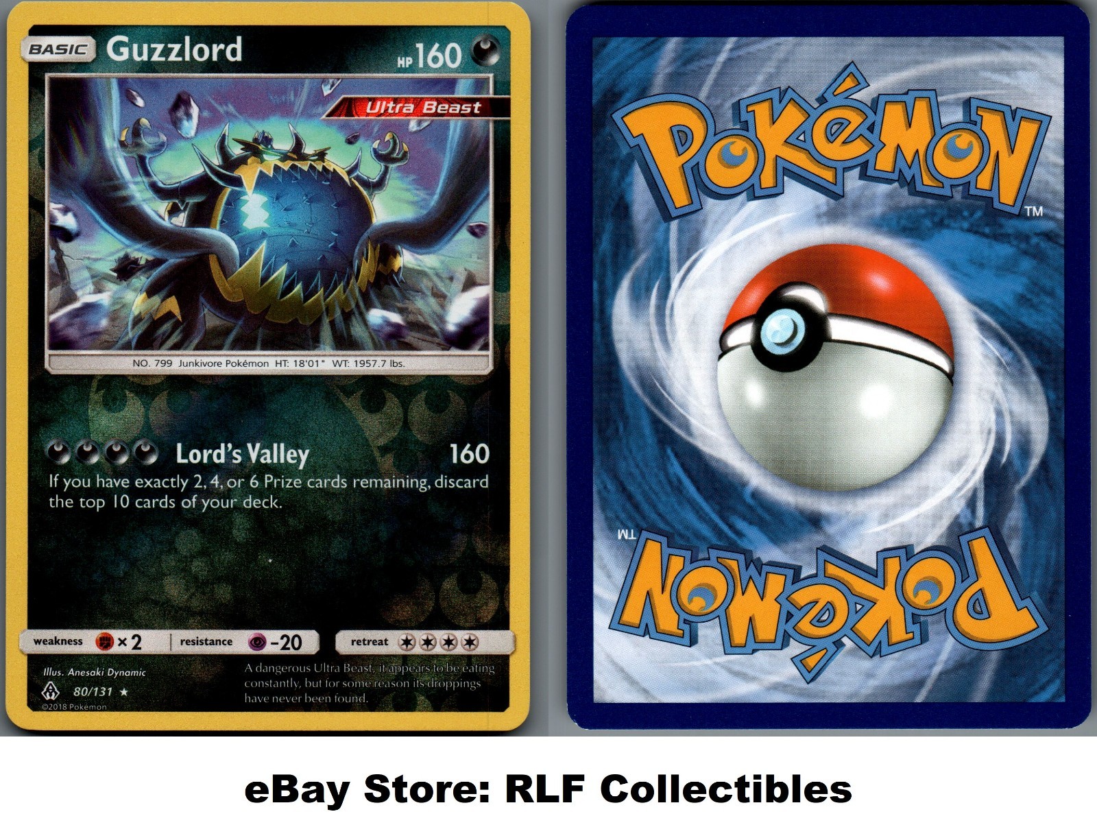 2018 Pokemon, S&M Forbidden Light, #80/131 Guzzlord, Reverse Holo Rare