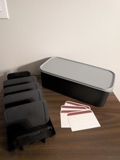 Tupperware Lg Memory Mates Shutter Box Black Grey Dividers Photo Storage Box