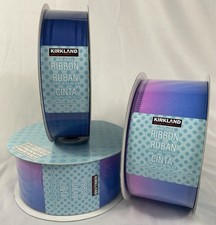 Kirkland Signature Lot of 3 Wire Edged Ribbon 150 Yards Total Blue/ Purple Theme
