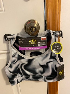 NWT GIRLS SIZE MEDIUM ATHLETIC WORKS 2 PACK REVERSIBLE SPORT BRAS BAND SIZE 32