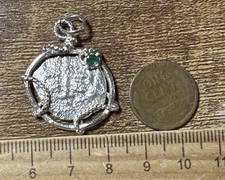 Authentic Spanish-colonial 2-Reales Silver Shipwreck Cob Coin in Custom Bezel