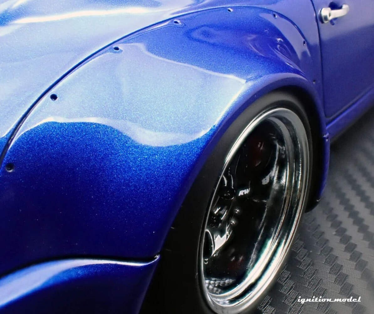 Ignition-Model Porsche 911 964 RWB w/ Whale Tail, Blue Metallic 1