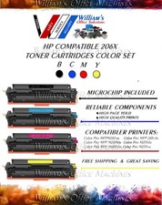 HP 206X Compatible Toner Set 4-Pack w/ New Chip M255 M282 M283 High Yield