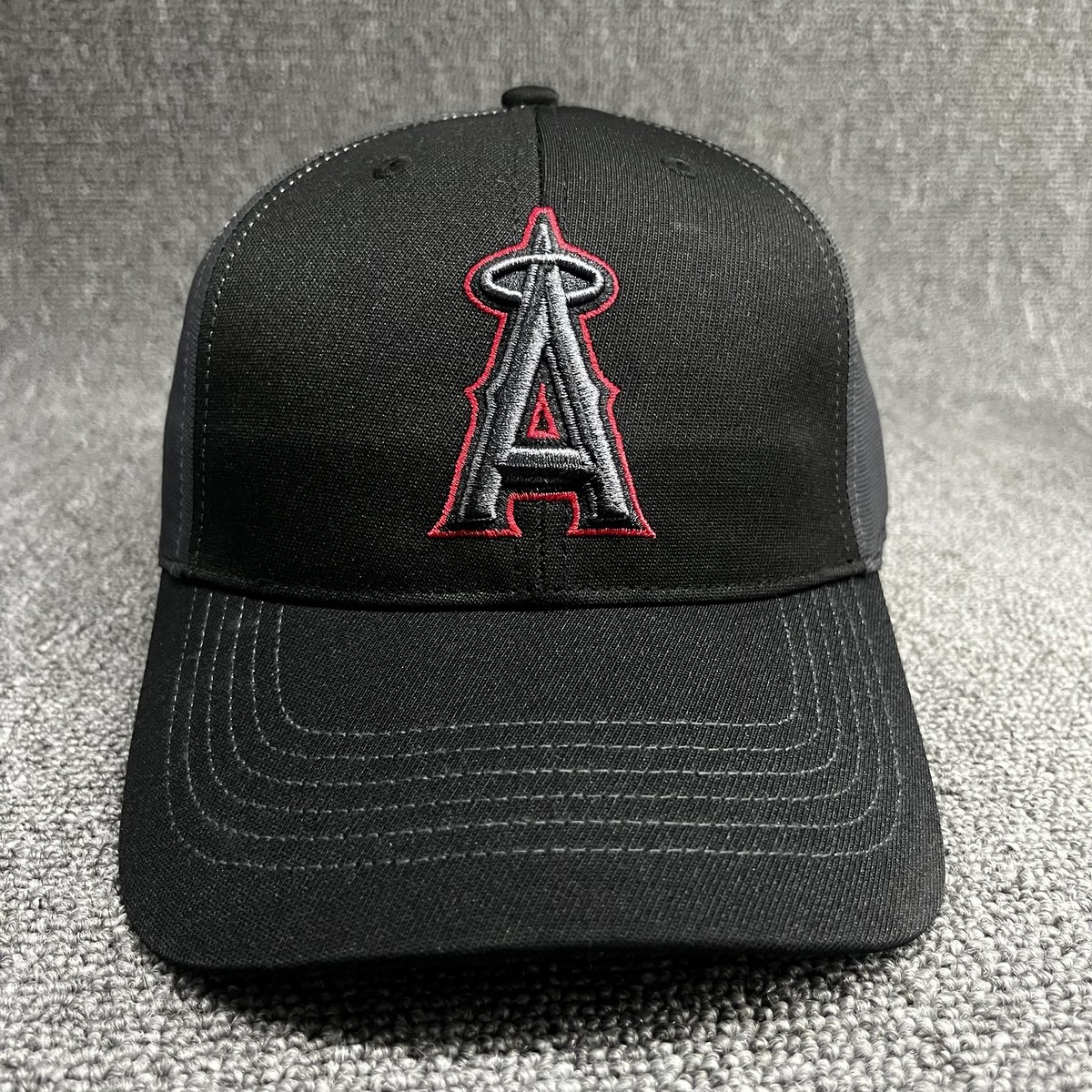 Los Angeles Angels Starter Black Label Hat MLB Black Charcoal Adjustable Cap