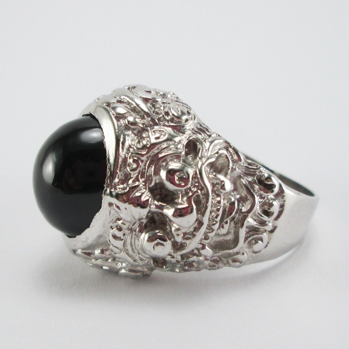 Size 11 Black Naga Gem Stainless steel Silver Charm Wealth - Main Image