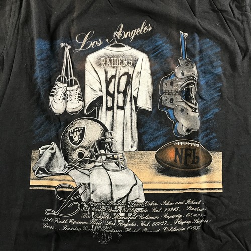 Vintage Los Angeles Raiders T Shirt Extra Large Black Graphic Print Locker Room - Picture 5 of 11