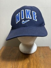 Nike Center Swoosh Spell Out Cap Blue Hat Adjustable 90s Y2K Vtg