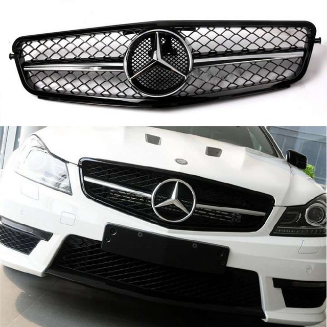 C63 Style Gloss Black Grill Kit For CClass Benz W204 C300 C350 2008