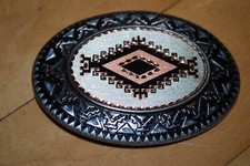 Silver Metal Fashion Belt Buckle Native Ethnic Oval
