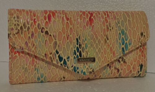 Brahmin JUNIE VERONICA Trifold Envelope Leather Wallet Multi Tan Red Teal NWT - Picture 3 of 9