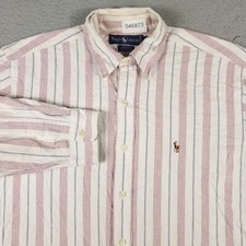 Ralph Lauren Shirt Mens 16 Red Striped Dress Button Up Long Sleeve