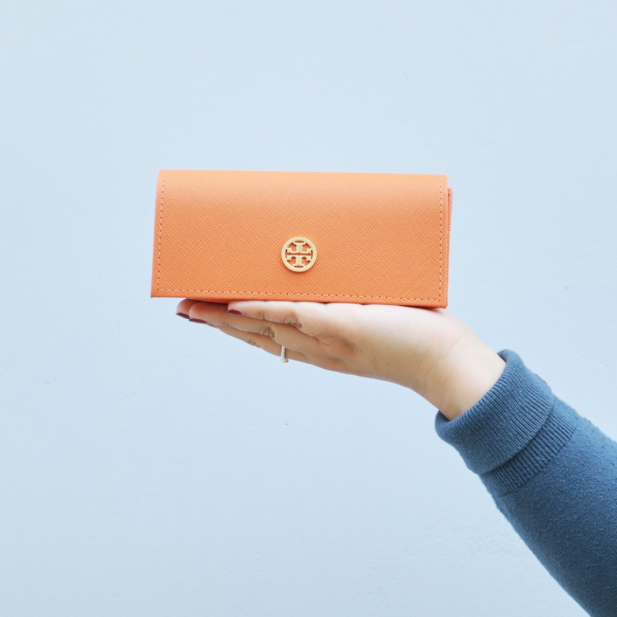 Tory Burch Saffiano Leather Sunglasses Case Blood Orange | eBay